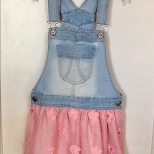 Girls overall dress with top